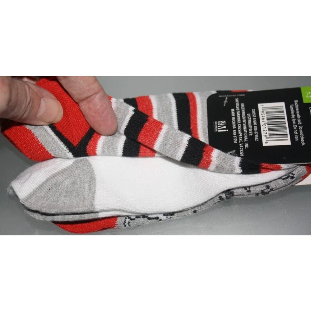 Beverly Hills Polo Club Girls Ankle Socks Size7-2: 3 Pair Dogs Stripes Red Black